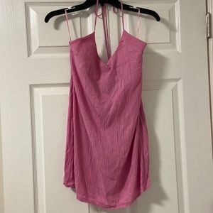 Zara pink tie mini halter dress
